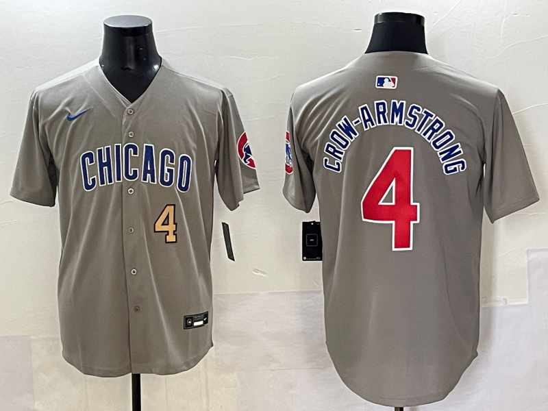 Men 2025 Chicago Cubs #4 Crow Armstrong greu Nike MLB Jersey->chicago cubs->MLB Jersey